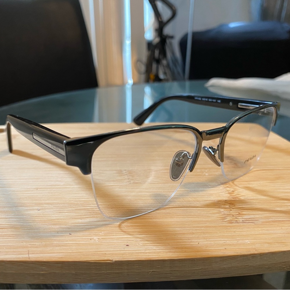 Brand New PR A52V Prada Gunmetal Black Semi-Rimless Eyeglasses